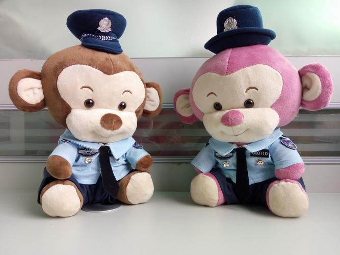 定制毛绒玩具形象警察猴公仔毛绒玩具卡通警察玩偶礼品